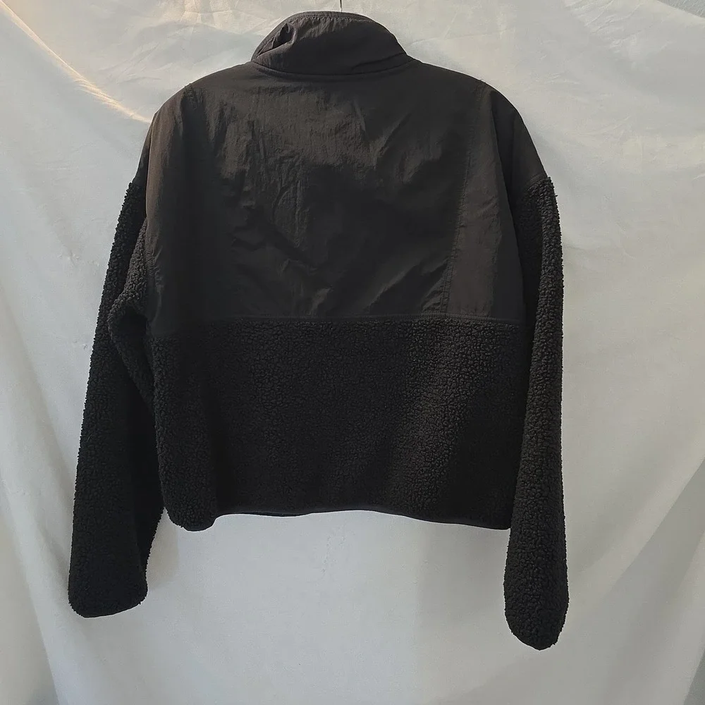 Offline By Aerie Fluff Love Quarter Snap Sherpa Jacket Black Size S - Picture 5 of 12